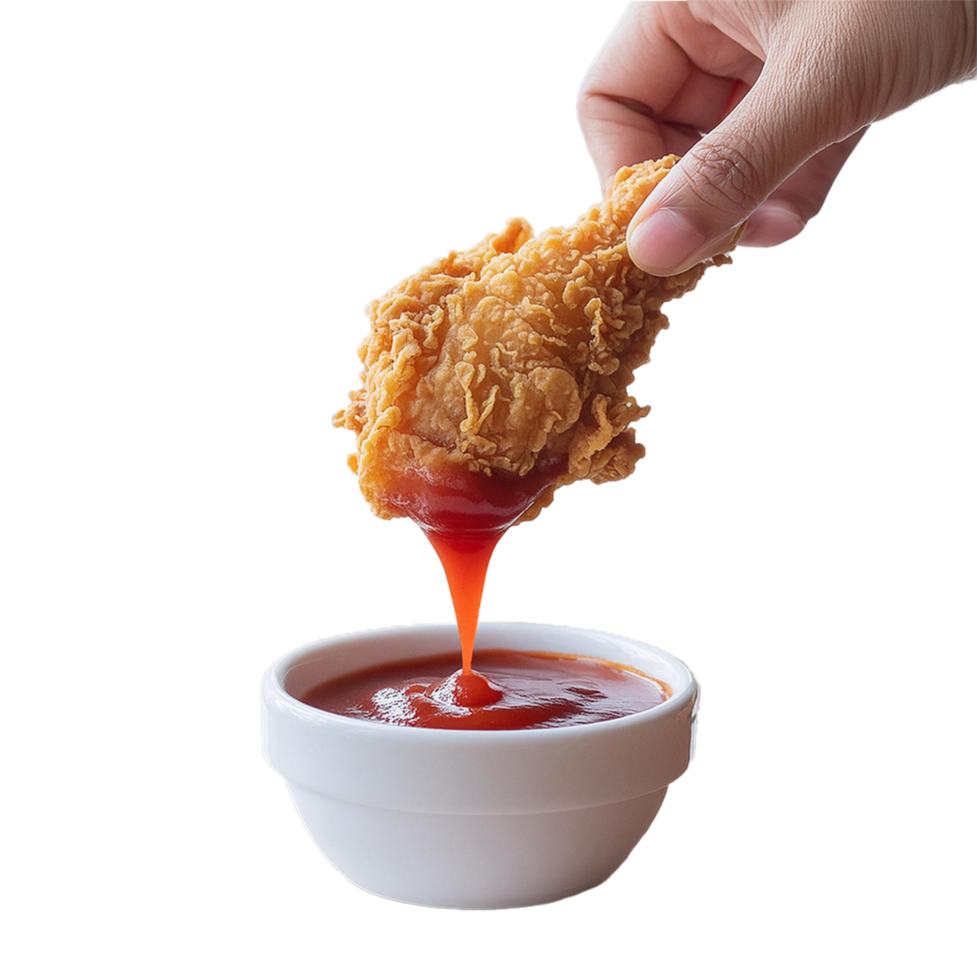 Fried Chicken piece coat with flour or batter that dipping with tomato