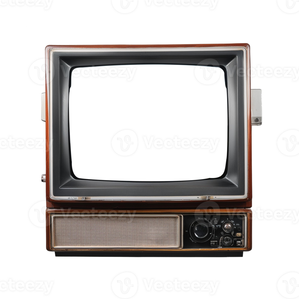 Old vintage television monitor screen with empty displays isolated ...