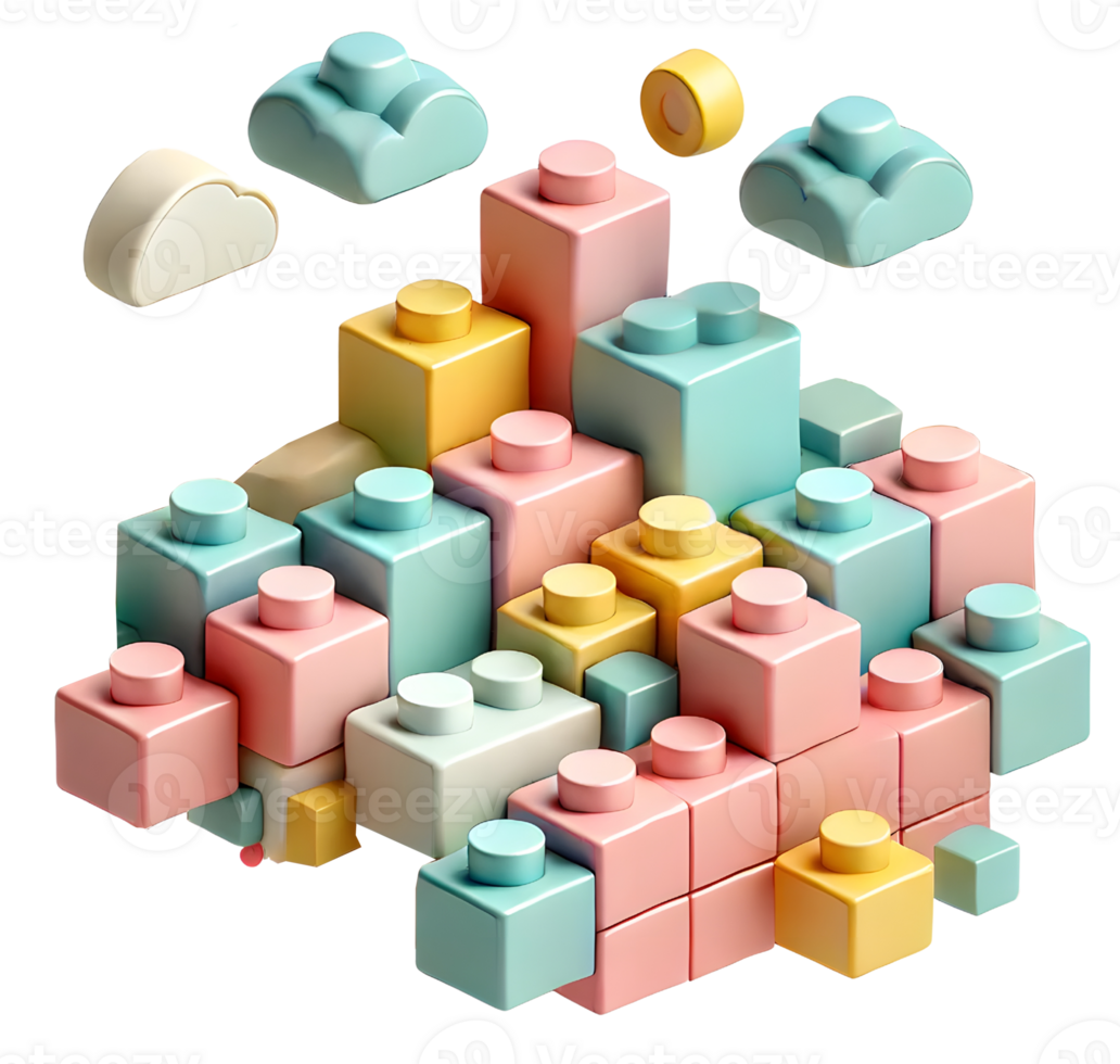 building blocks 3D childhood and toys icon png