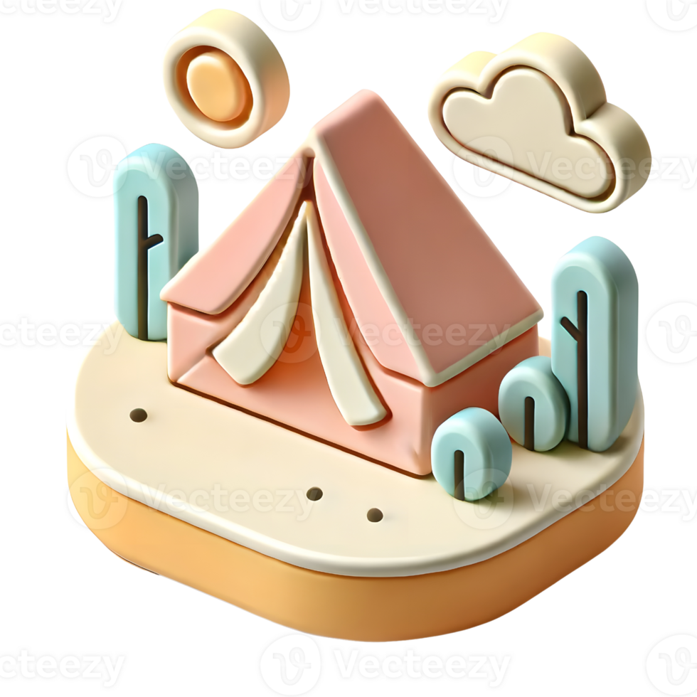 tent 3d camping and hiking icon illustration png