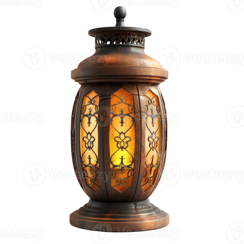 Rustic Lantern with Intricate Design and Light png
