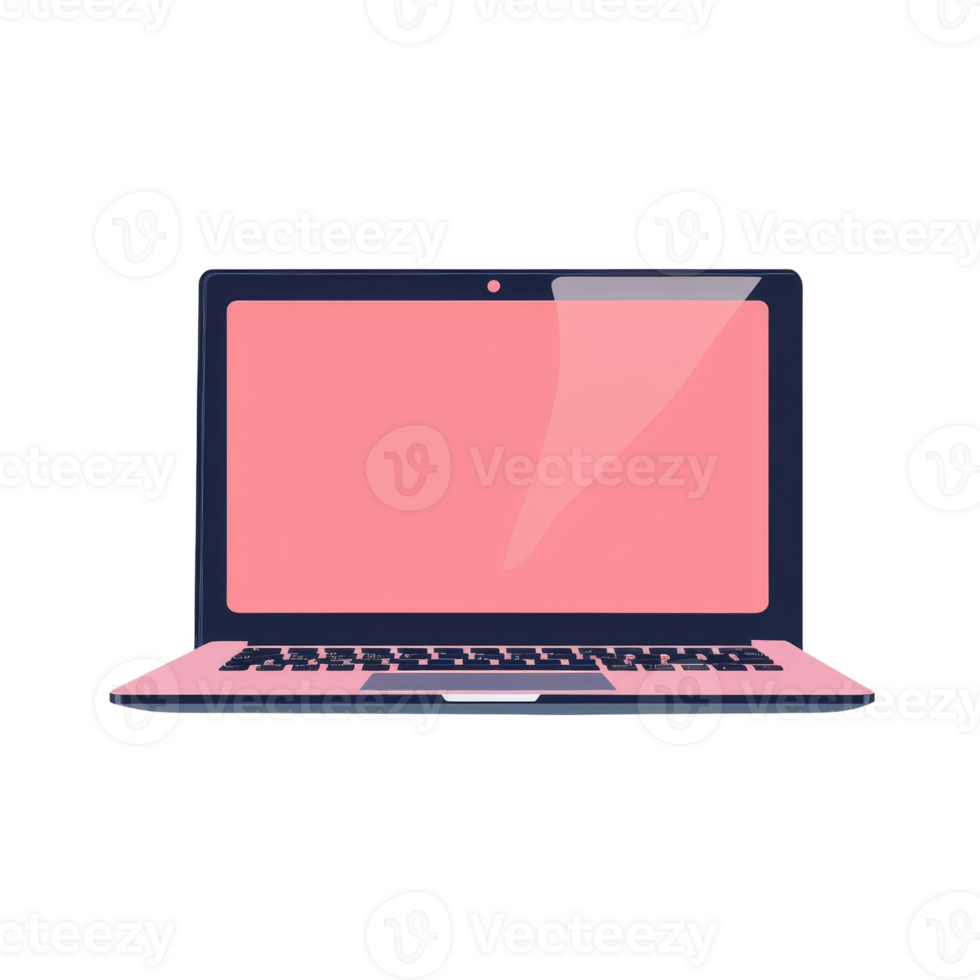 Laptop computer with blank screen isolated on transparent background. png