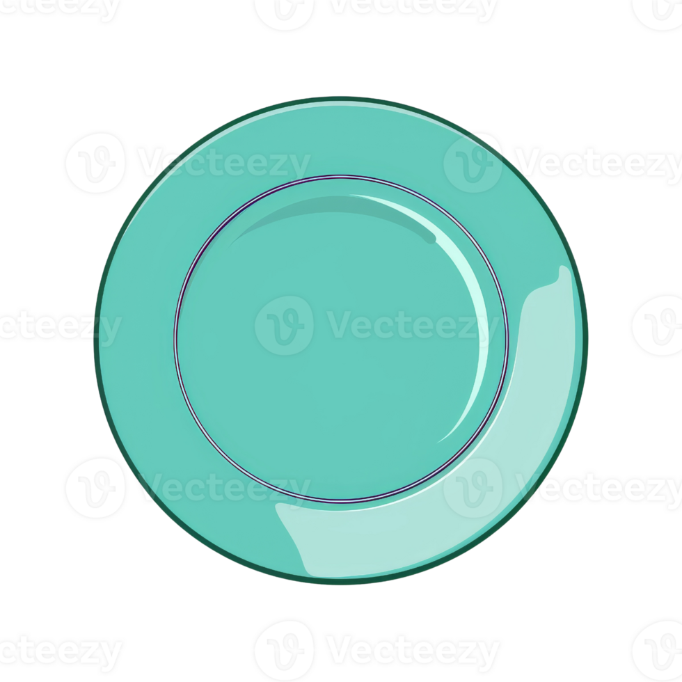 Empty blue plate blue isolated on transparent background. Top view png