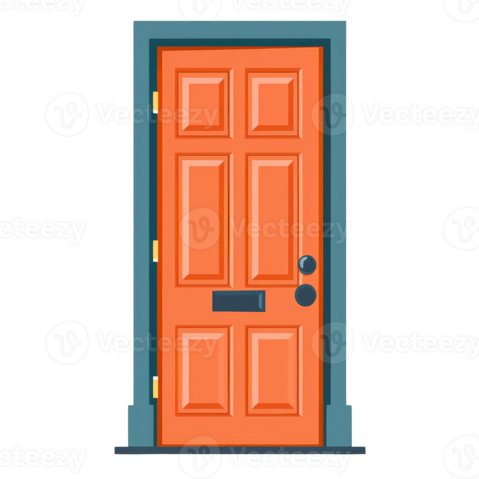illustration of an orange wooden door isolated on a wtransparent background. png