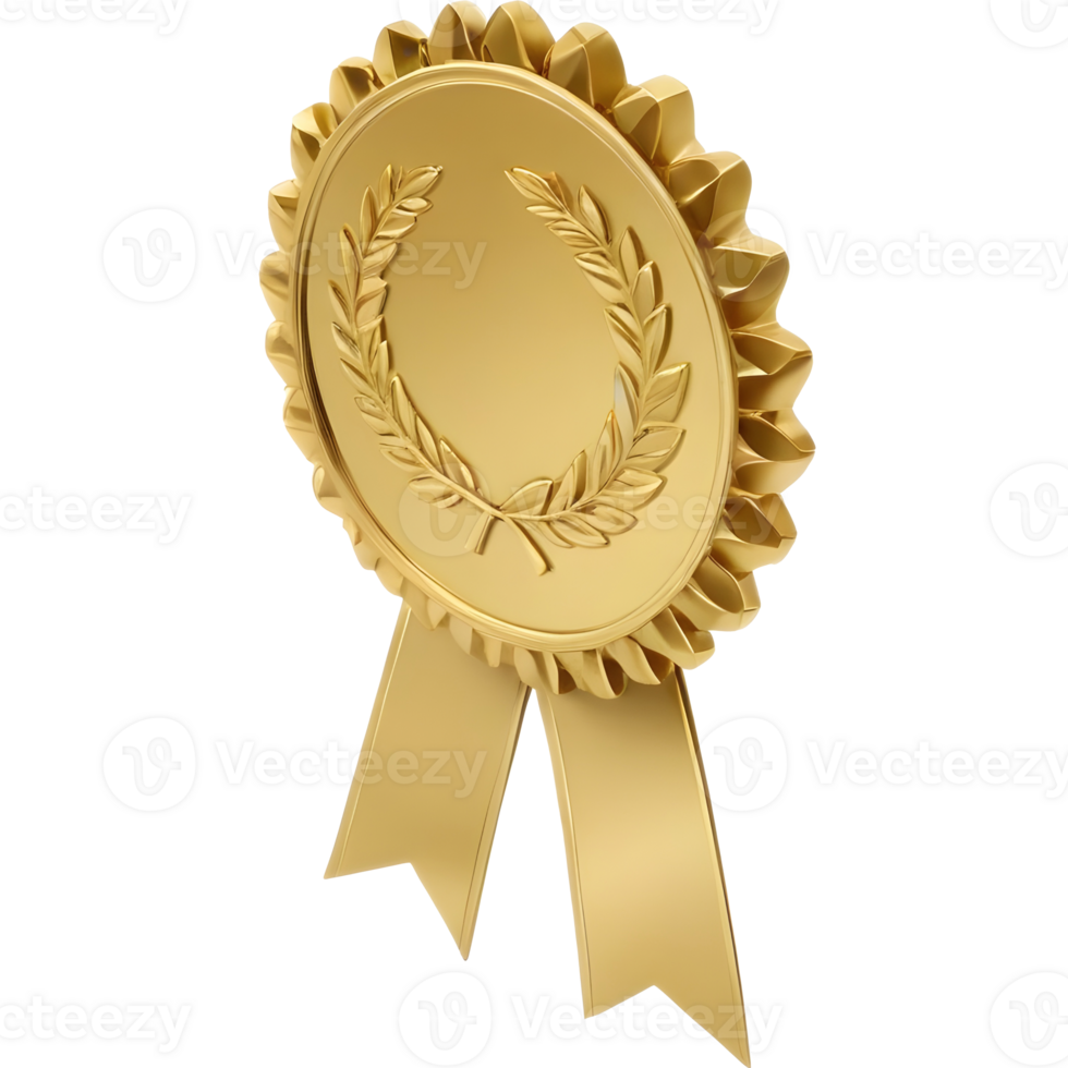 gold medal with red ribbon isolated png