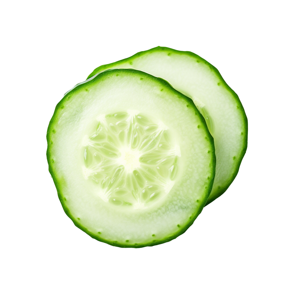 Fresh slice cucumber isolated on transparent background png