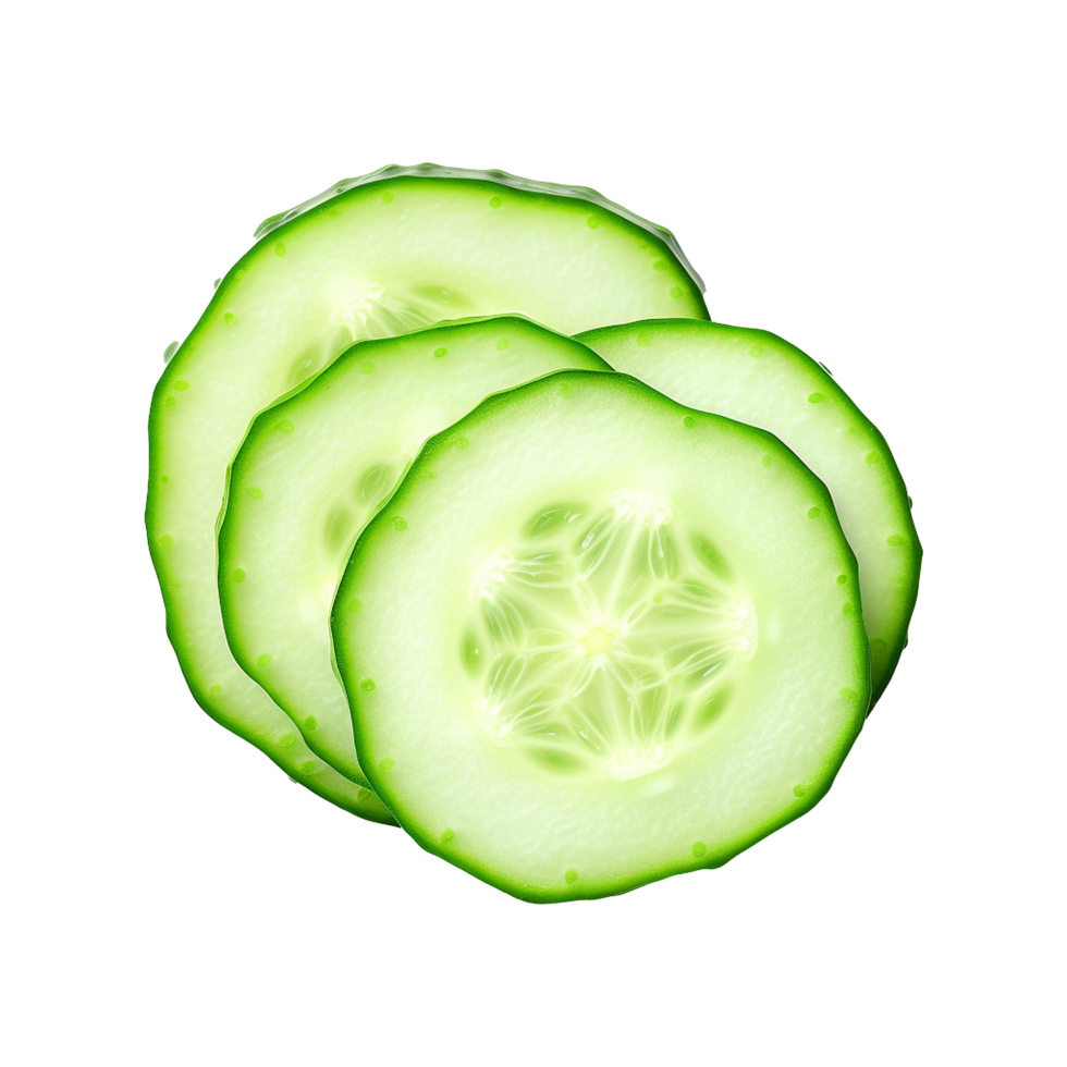Fresh slice cucumber isolated on transparent background png