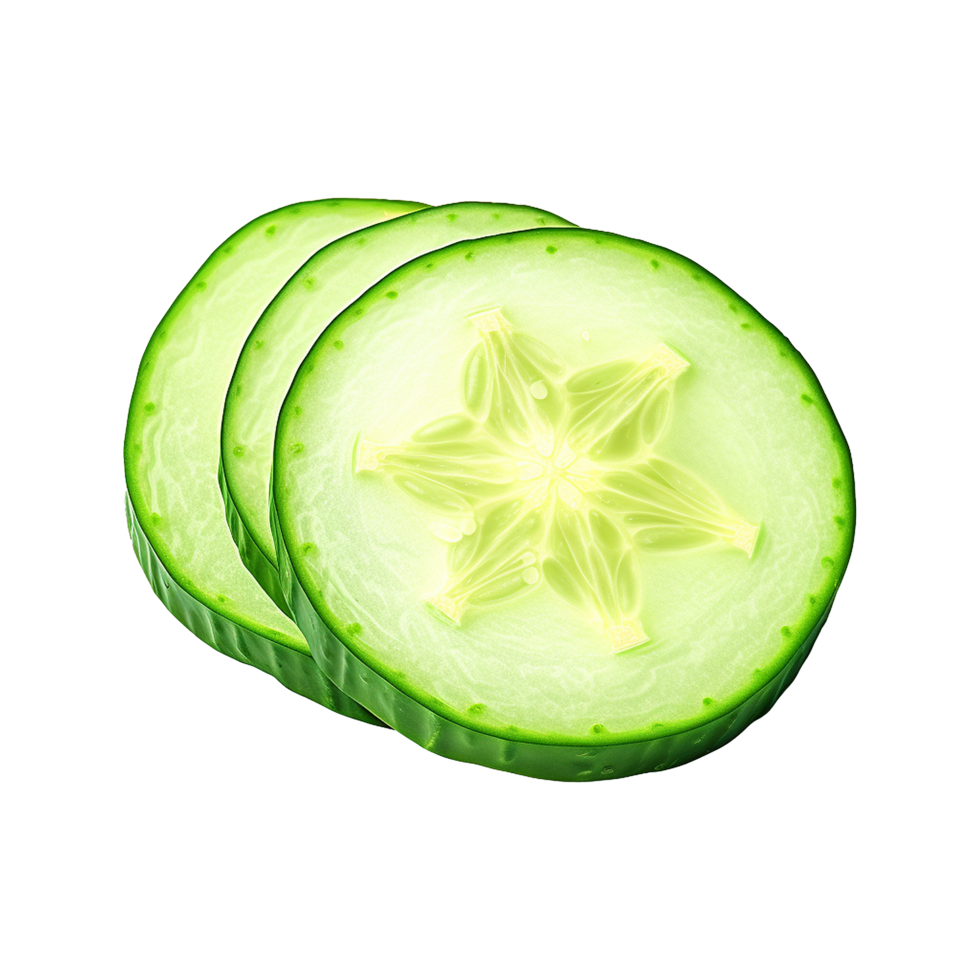 Fresh slice cucumber isolated on transparent background png