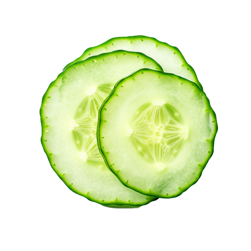 Fresh slice cucumber isolated on transparent background png