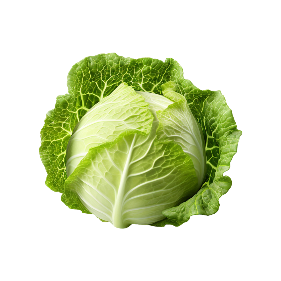 Green fresh cabbage isolated on transparent background png