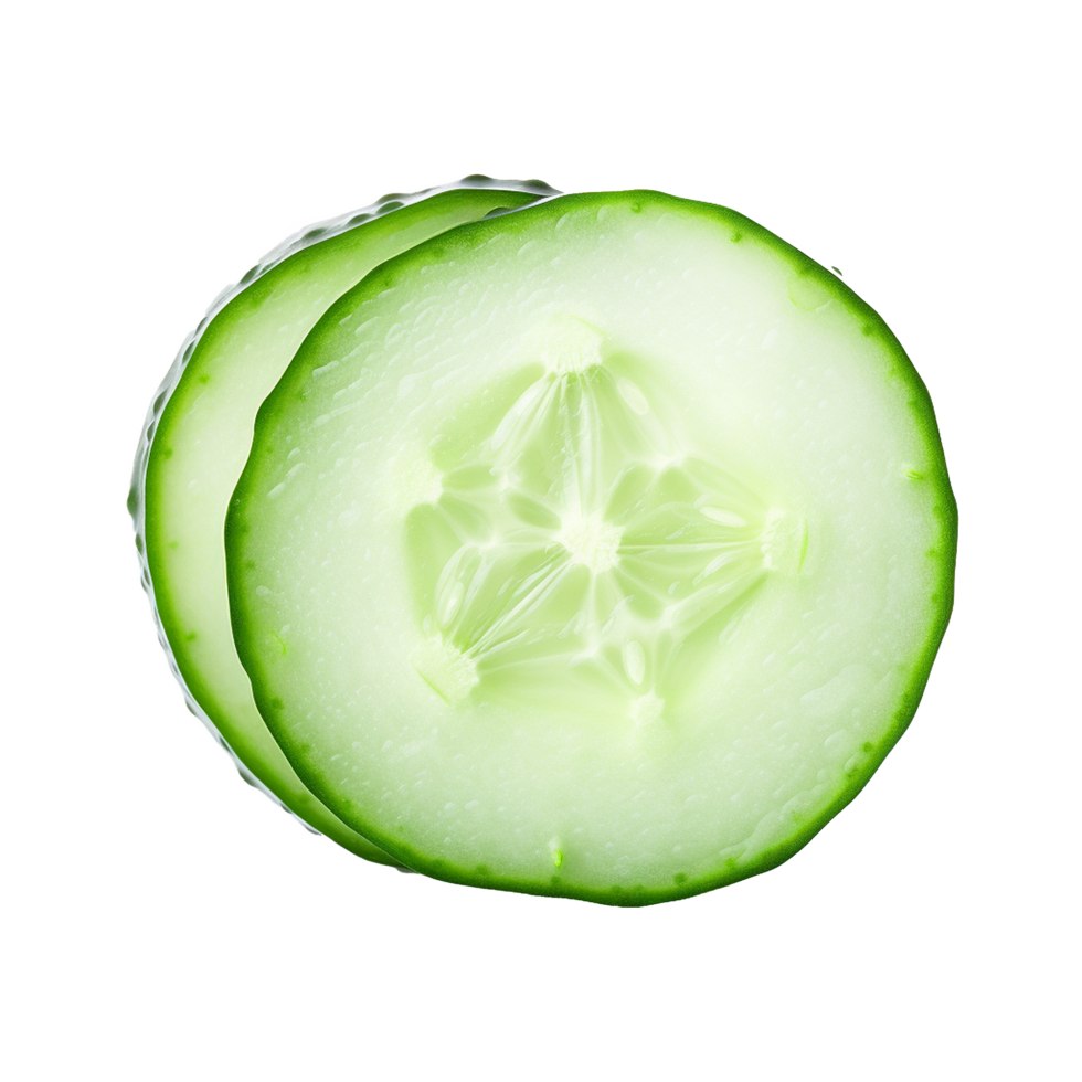 Fresh slice cucumber isolated on transparent background png