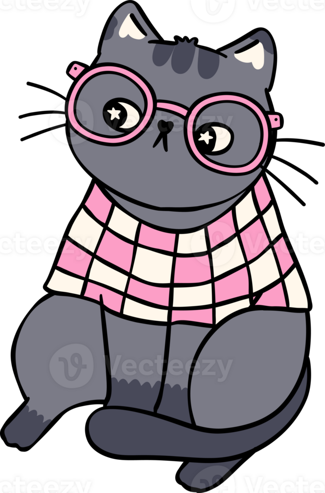 Groovy Retro black cat sitting self love Disco bold doodle outline drawing png
