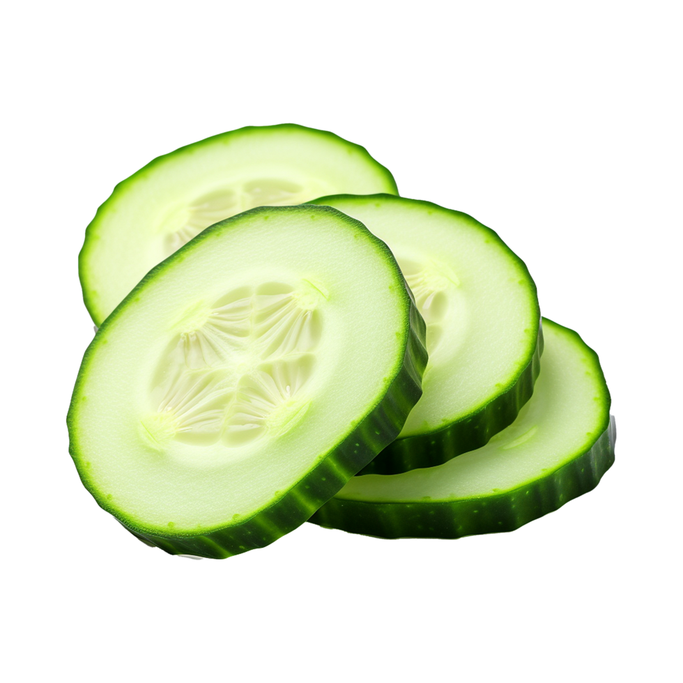 Fresh slice cucumber isolated on transparent background png