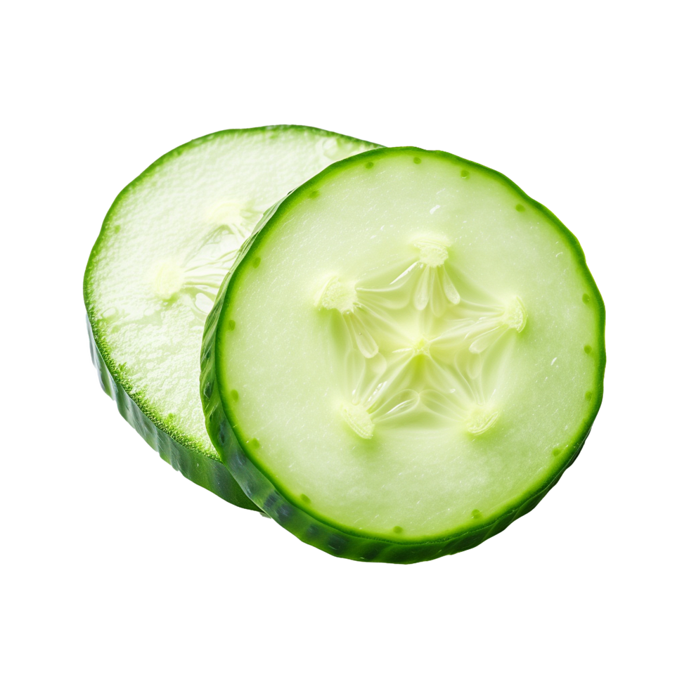 Fresh slice cucumber isolated on transparent background png