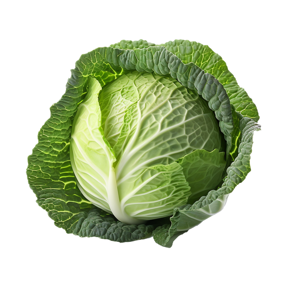 Green fresh cabbage isolated on transparent background png