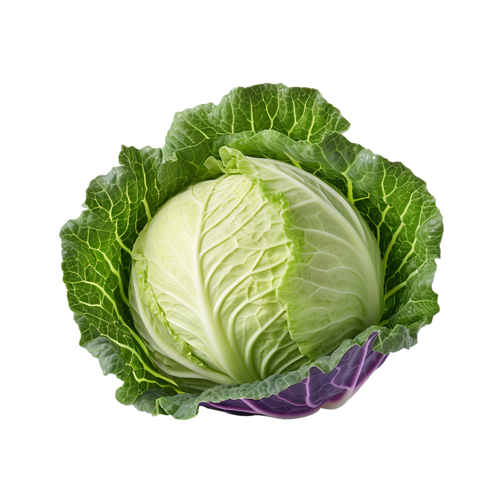 Green fresh cabbage isolated on transparent background png