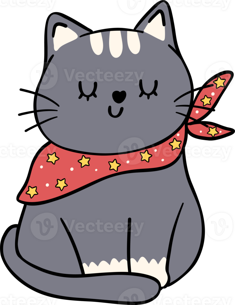 Groovy Retro cat sitting self love Disco bold doodle outline drawing png