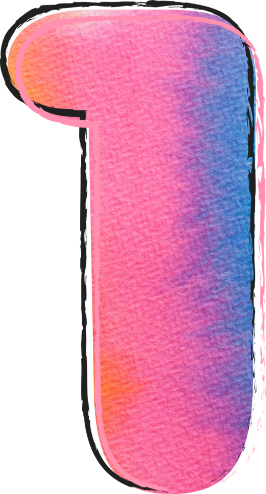 Watercolor Alphabet Lettering Number 1 png