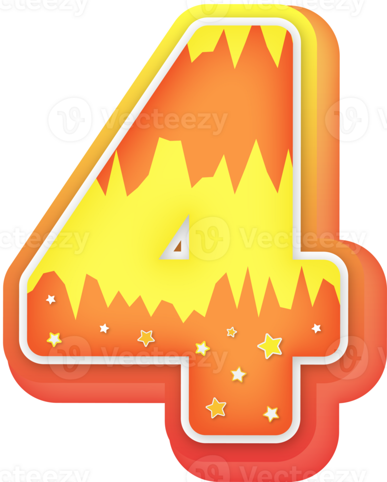Number 4, Fantasy Alphabet Letter Text Effect png