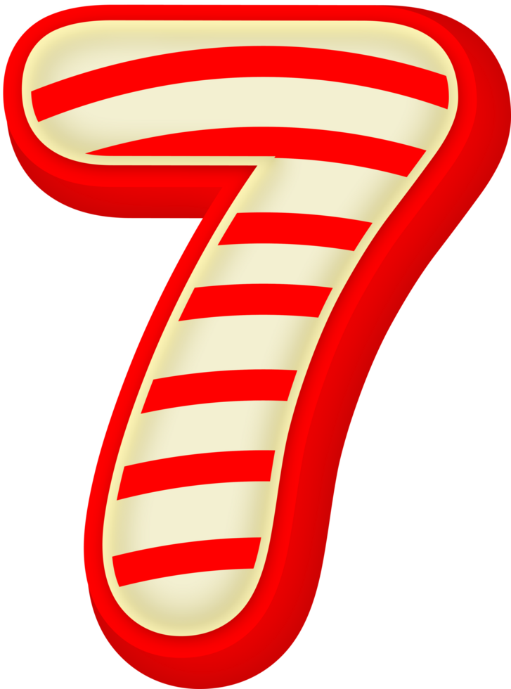 Number 7, Red Gold 3D Alphabet Lettering png