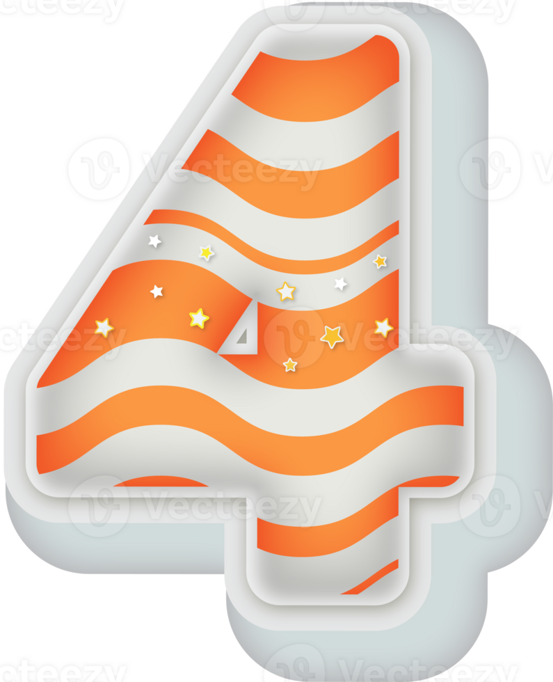 Number 4, 3d Fantasy Alphabet Letter Text Effect png