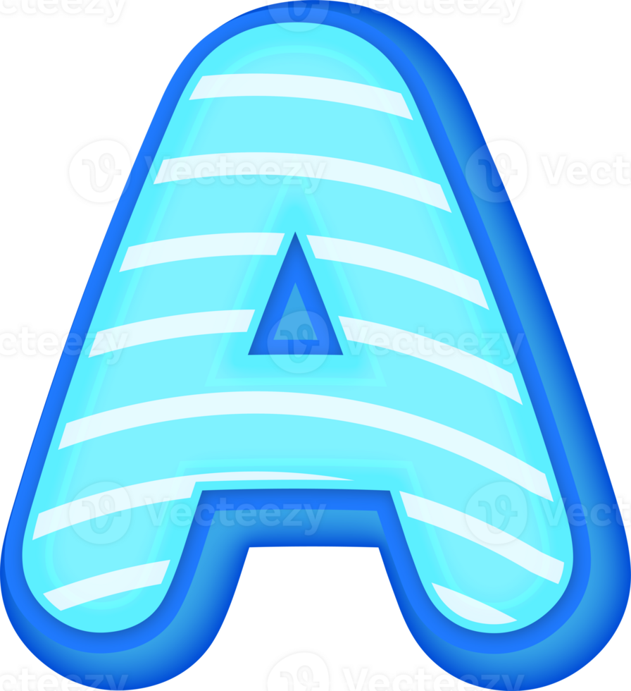 Letter A, Blue Comic 3D Alphabet Lettering png