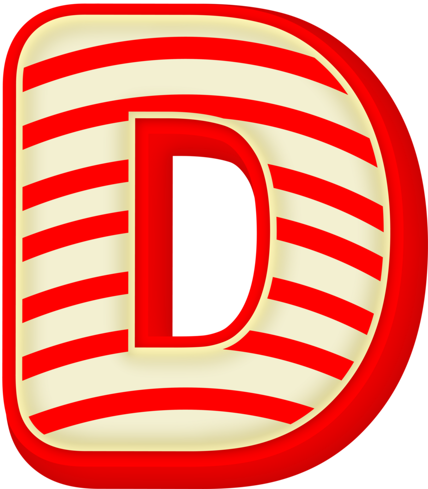 Letter D, Red Gold 3D Alphabet Lettering png