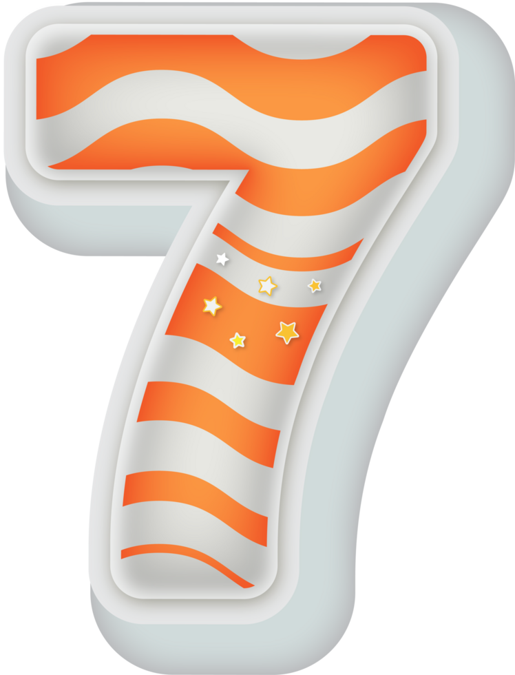 Number 7, 3d Fantasy Alphabet Letter Text Effect png