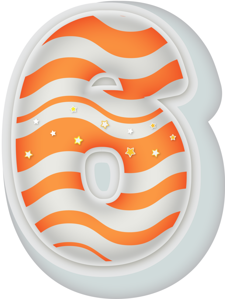 Number 6, 3d Fantasy Alphabet Letter Text Effect png