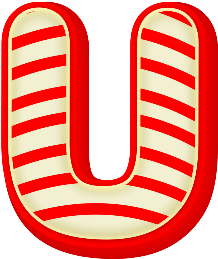 Letter U, Red Gold 3D Alphabet Lettering png