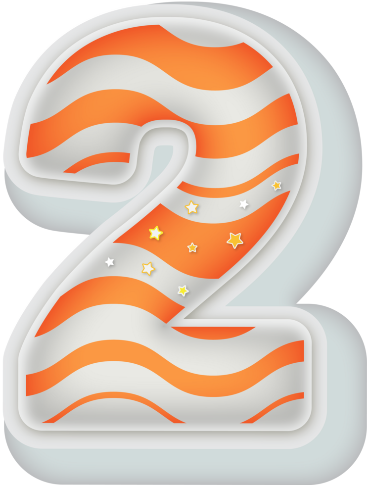 Number 2, 3d Fantasy Alphabet Letter Text Effect png