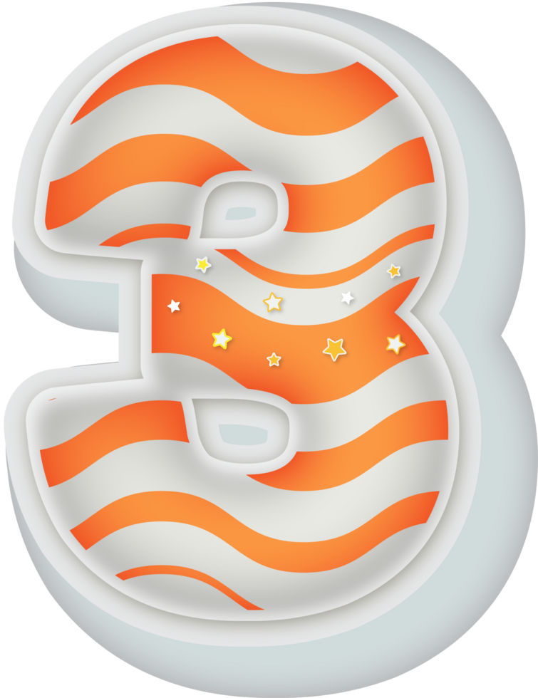 Number 3, 3d Fantasy Alphabet Letter Text Effect png