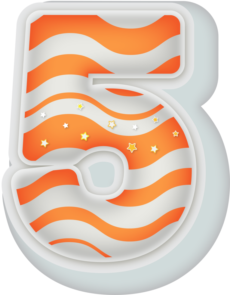 Number 5, 3d Fantasy Alphabet Letter Text Effect png