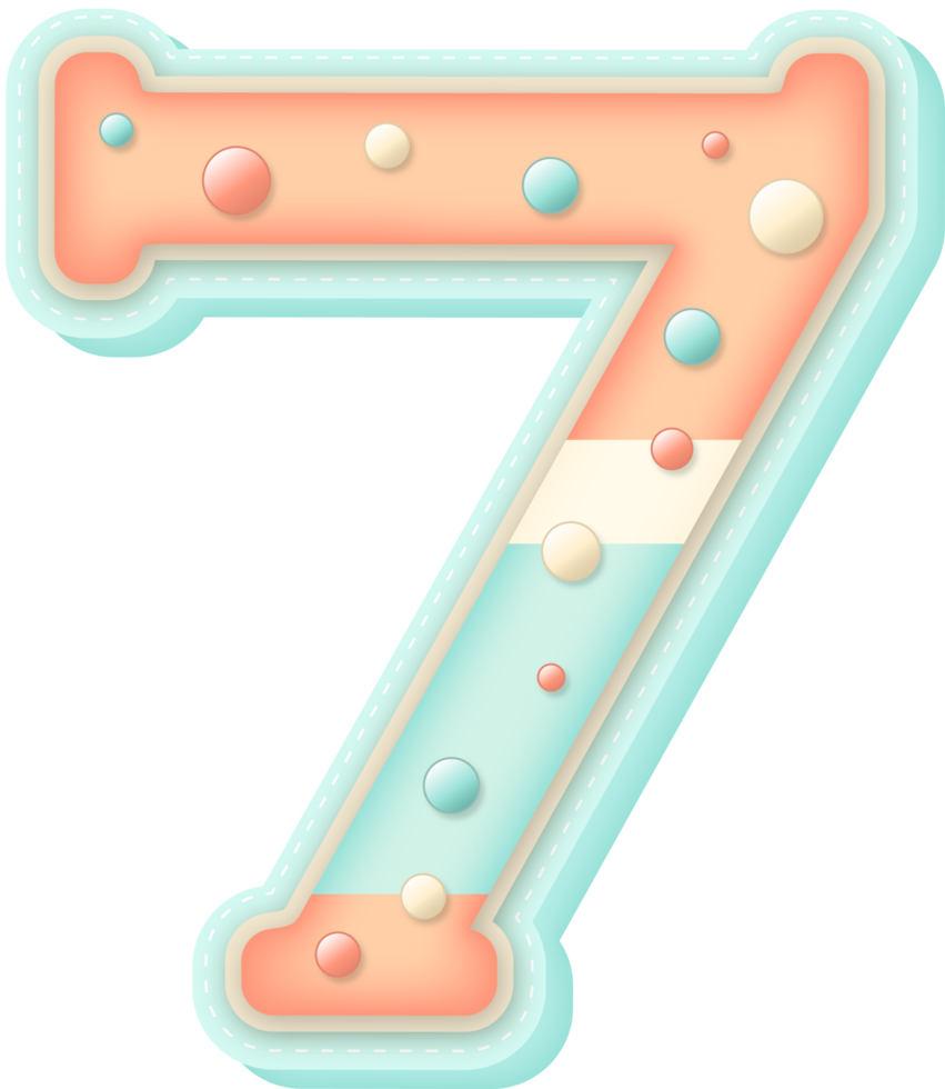 Cute Pastel Sweet Alphabet Number 7 png