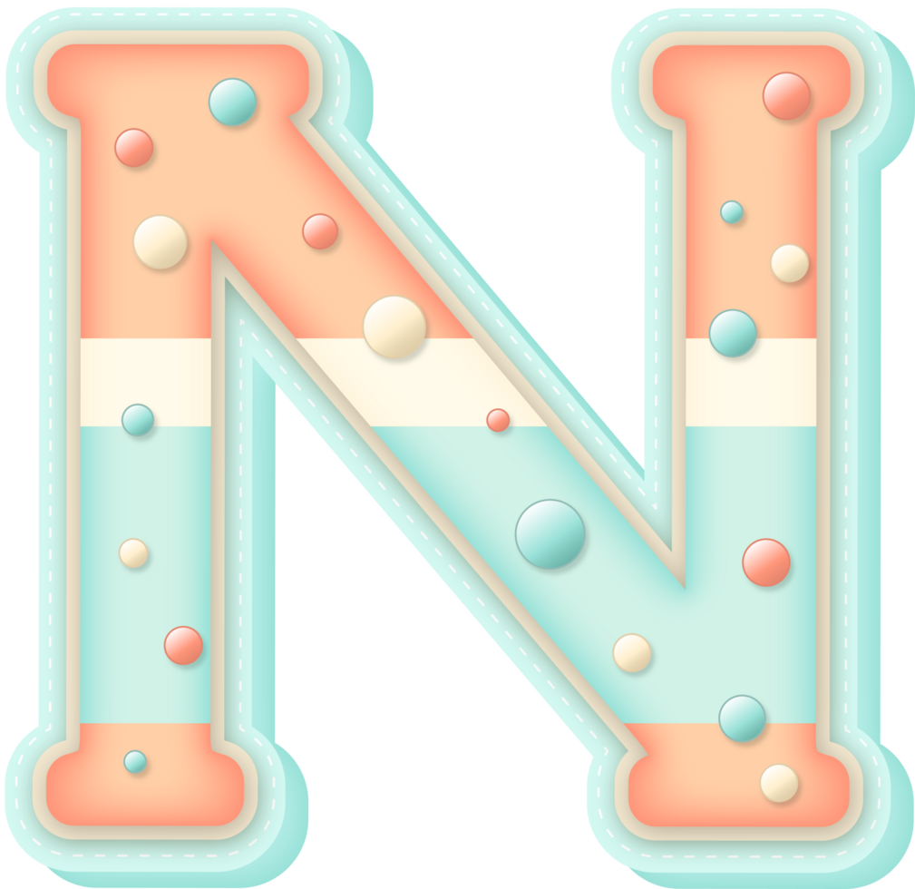 Cute Pastel Sweet Alphabet Letter N png