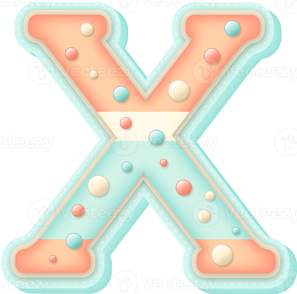 Cute Pastel Sweet Alphabet Letter X png
