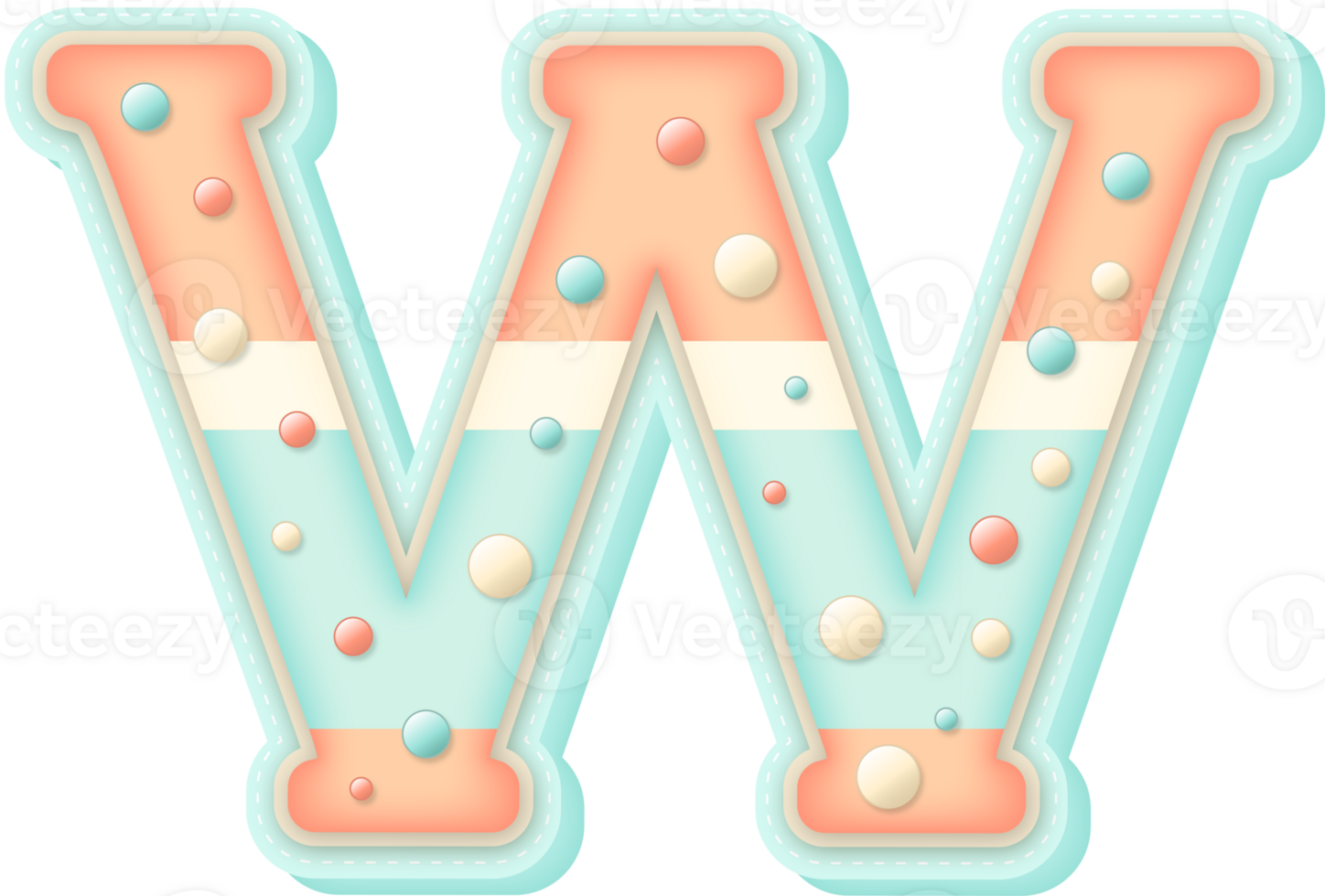 Cute Pastel Sweet Alphabet Letter W png