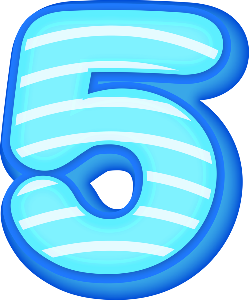 Number 5, Blue Comic 3D Alphabet Lettering png