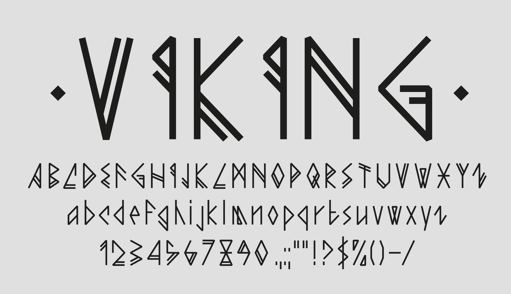 Viking font alphabet letters, Nordic runes type vector