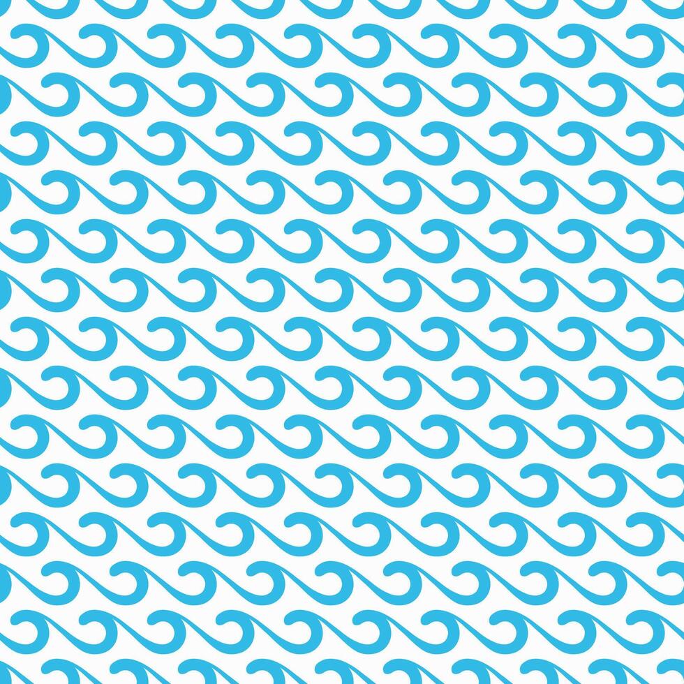 Sea surf wave seamless pattern, blue water curves vector