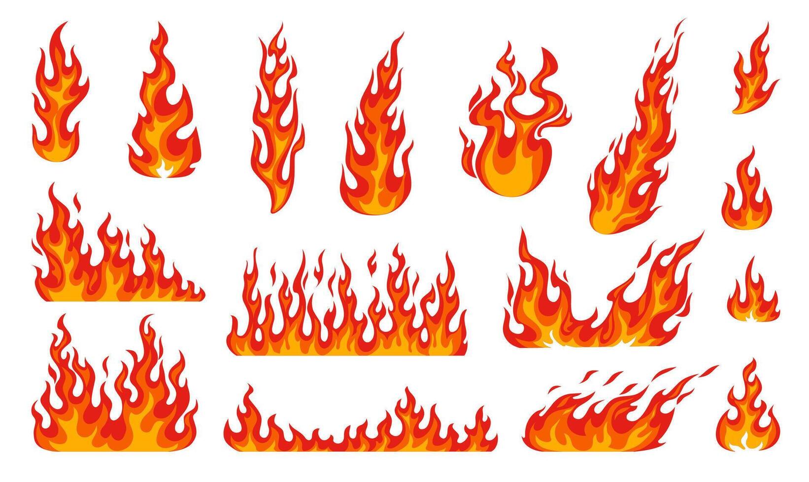 Cartoon fire flames, bonfire fire, burning flames vector