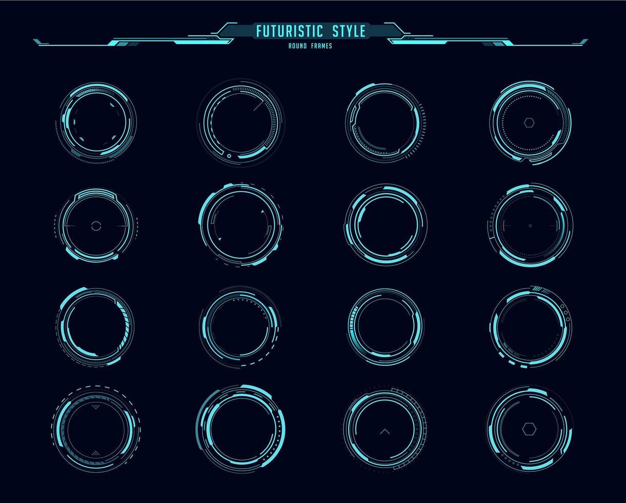 HUD interface round frames, aim control and target vector