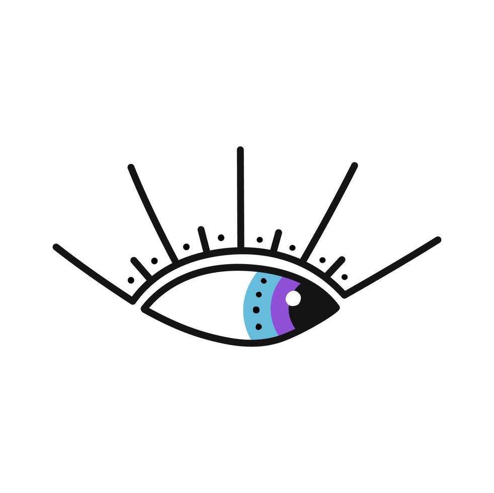 Evil protection magic eye with lashes, amulet icon vector