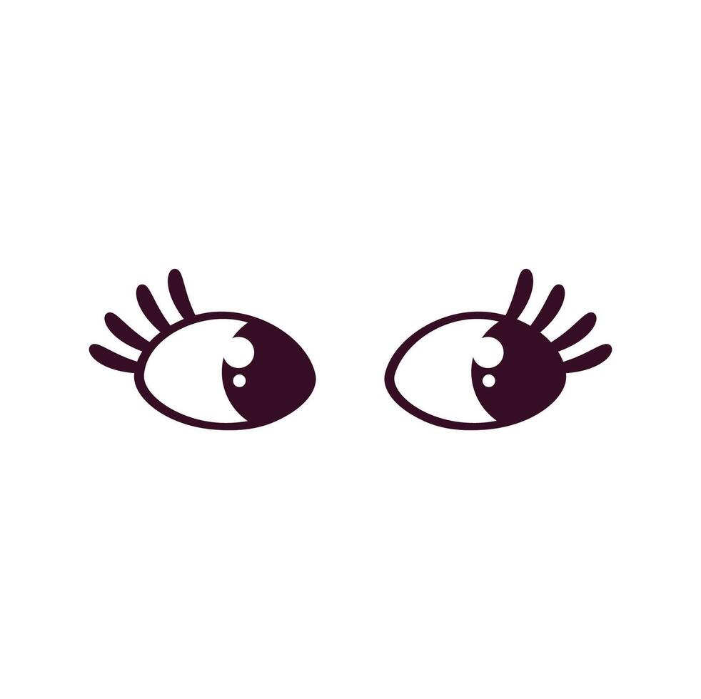Retro cartoon eyes with eyelashes, vision mascot vector