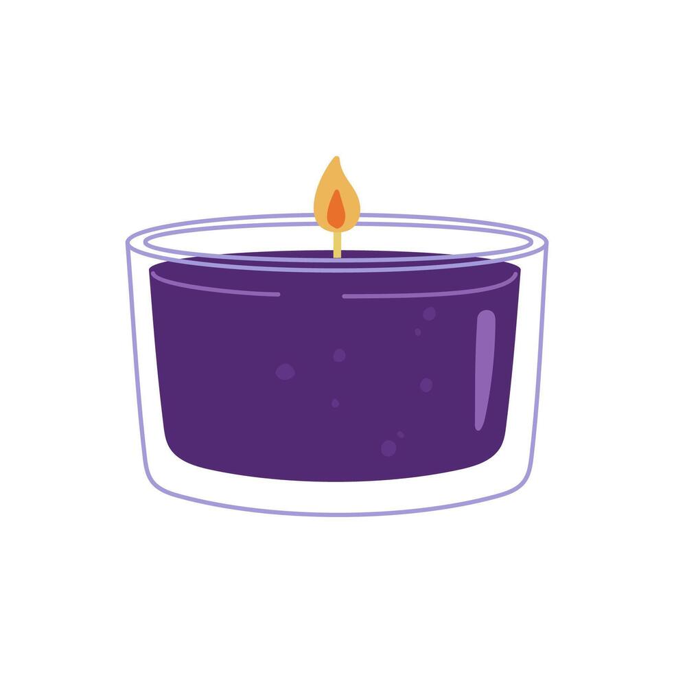 Burning candle in glass jar with burning lid vector