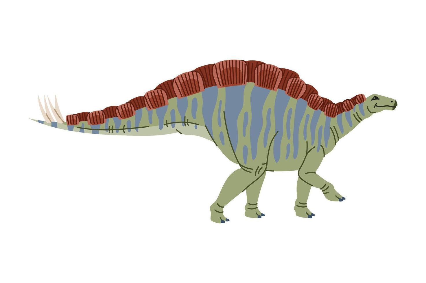 Cerosaur cartoon Spinosaurus dinosaur, spines back vector