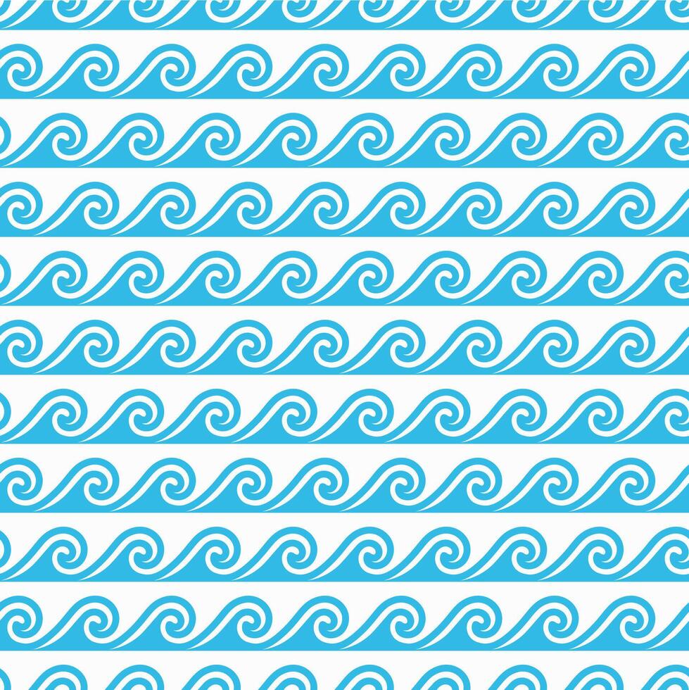 Sea and ocean surf seamless pattern of blue waves vector