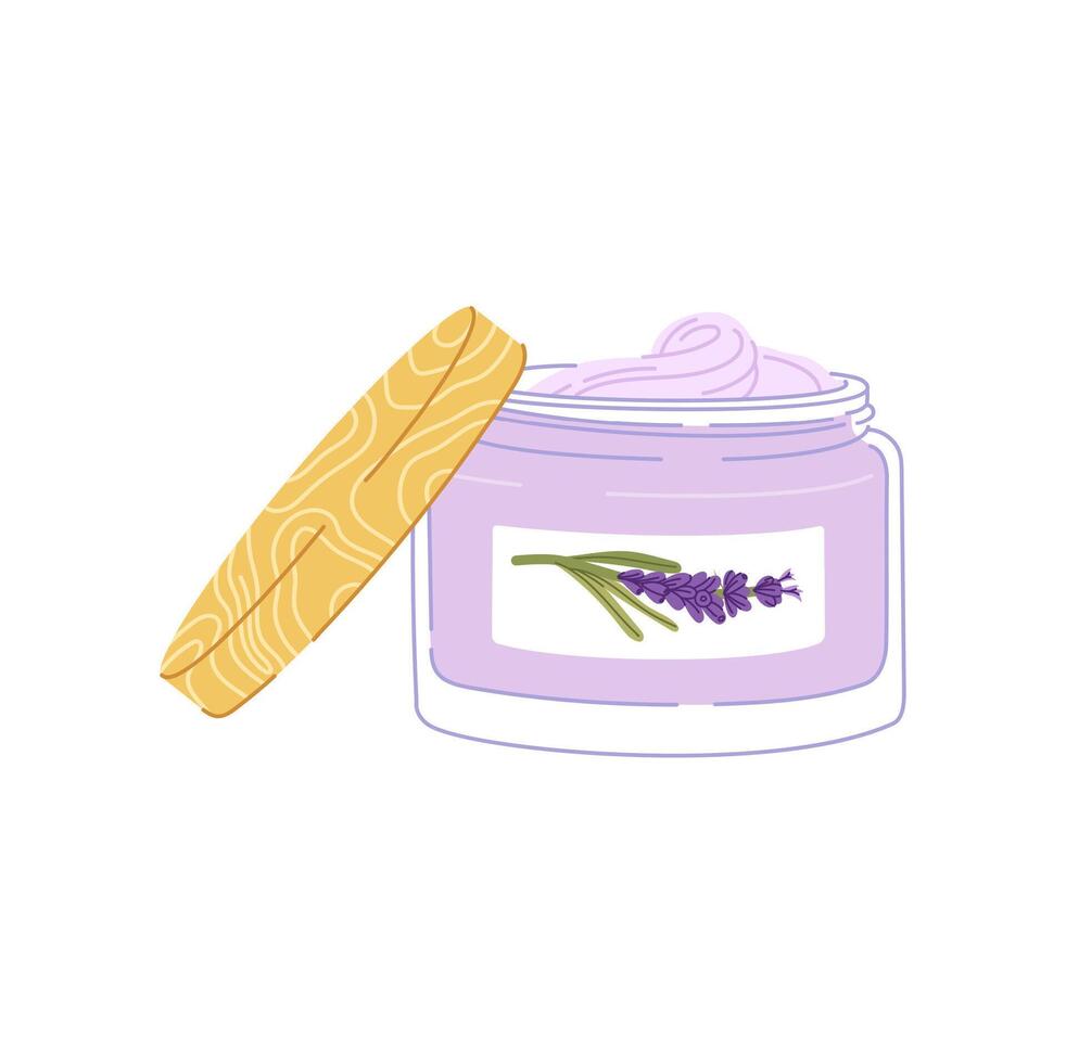 Spa, body and face cosmetics lavender cream bottle vector