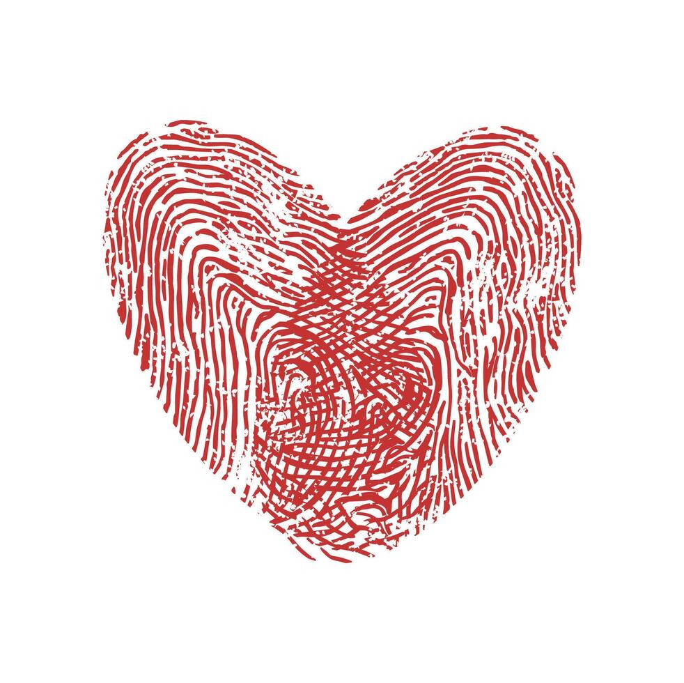 Heart shape fingerprints, biometric identity sign vector