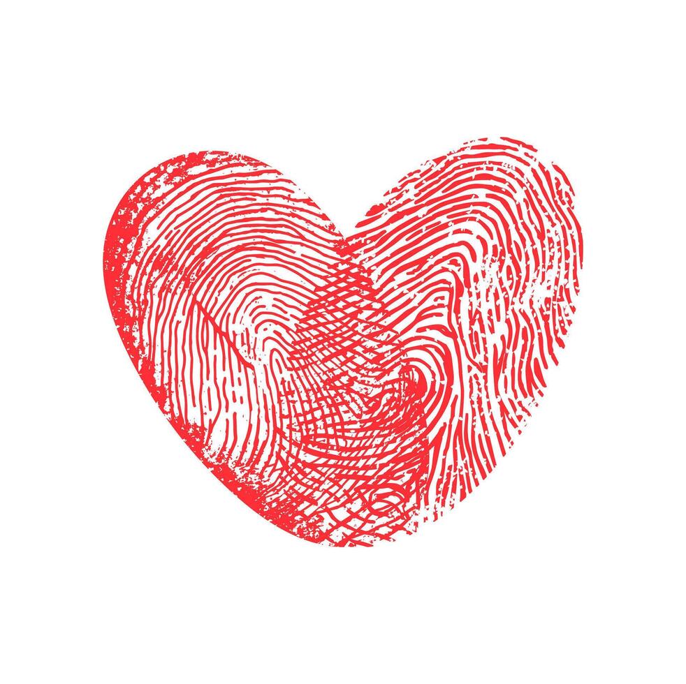 Heart shape fingerprints, biometric identity sign vector